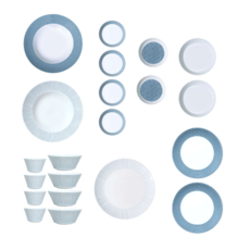 HANKOOK CHINAWARE Cozy藍色 4人份家用碗盤組 21件組, 8種, 混合顏色