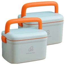 雙層醫藥急救保健收納箱 小款 藍色 + 橙色, 2個