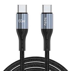 TOTU 拓途 Type-C-Type-C PD充電傳輸編織快充線 極速2代, 3m, 銀色 + 黑色, 1條