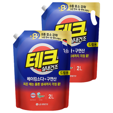 [비건라이프] 테크 베이킹소다 플러스 구연산 실내건조 액체세제 드럼용 리필, 2L, 2개