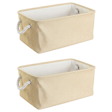 棉麻收納籃, 米色, 2個