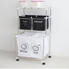 이강테크 升級版3層4格層架型洗衣籃, 混合顏色, 1個