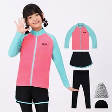 AQUATICA 童款防水泳衣+緊身褲+短褲+泳帽+塑膠袋 AQA338