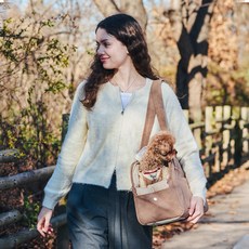 Gaegwacheonseon 寵物Cane外出包 車用座椅兩用, 深米色, 1個