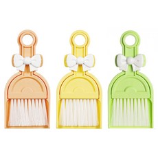 KOKUBO 小久保 小掃把組 3個 小巧不佔空間 可置於抽屜或車上 隨時清掃灰塵, 粉色 + 黃色 + 綠色, 1組