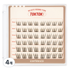 corinGco Toktokhara 免膠水假睫毛 9mm, 赫希, 4個