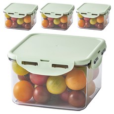 LocknLock 樂扣樂扣 純淨PURE保鮮盒 淺綠色, 4個, 正方形保鮮盒 1.3L