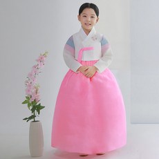 금동이아가한복 여아용 미색 작은꽃 한복 세트 AW120 + 복주머니