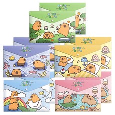 DOnG-A Pms A4 按扣式卡通人物資料收納文件袋 5件組, 水豚, 2套