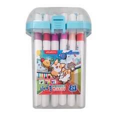 PENROTE 筆樂 柴語錄 24色水性雙頭麥克筆, 藍色, 1盒