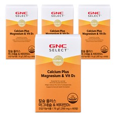 GNC 칼슘 플러스 마그네슘 & 비타민D3 75g, 60정, 4개