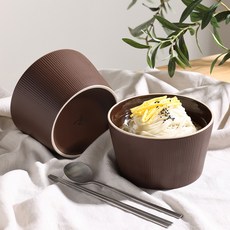 윤도자기 차곡 면기, 딥브라운, 2개