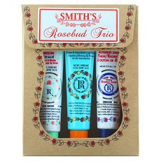SMITH'S ROSEBUD SALVE 古典禮物紙盒組 護唇膏 3條 14.2g, 玫瑰 + 薄荷玫瑰 + 柑橘玫瑰, 1盒