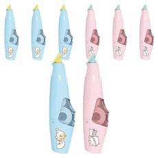 deLi 得力 卡通人物粉彩修正帶 2款 x 2入組 21401, 粉紅色, 藍色, 2套