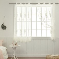 CARREDECO 花盆蕾絲窗簾 2入, 白色
