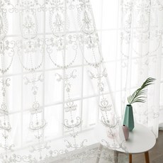 CARREDECO Fleur Sheer 蕾絲窗簾 2入, 白色