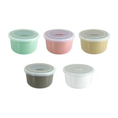 MODU'I BLUEMAMA 陶瓷副食品密封盒組, 粉色+米色+薄荷綠+灰色+白色, 400ml, 1組