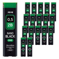 자바펜 나노블랙원 샤프심 2B, 0.5mm, 18개