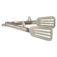 一鳥食器 不沾桌矽膠食物夾鏟, 25.5 x 5.7cm, 不鏽鋼+矽膠, 米白色, 1個