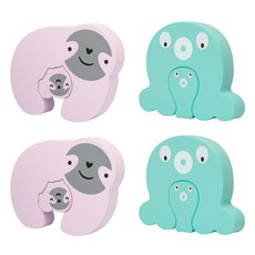OMORY 趣味動物安全防護門擋 Set 樹懶+章魚 4入, 1組