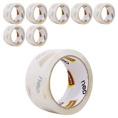 델리 무소음 박스테이프 리필 30042R 48mm x 40m, 투명, 8개