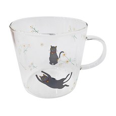 Caldo 卡朵生活 童趣動物高硼矽耐熱透明馬克杯, 懶懶貓, 1個