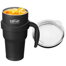 코멧 진공 스테인리스 텀블러 + 손잡이, 블랙, 900ml