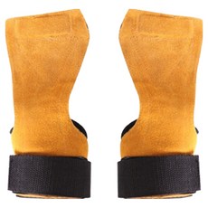 MAME 健身運動皮革拉力帶 舉重握把手套, 黃色