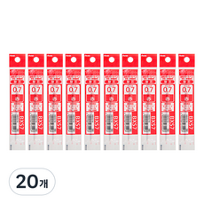 펜텔 비큐냐다 색심 0.7mm, XBXS7-B 적색, 20개