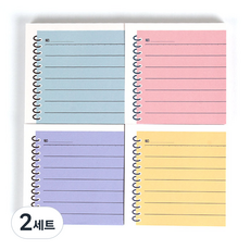 TOCTOC 環圈便條紙 4件組, 黃色 + 紫色 + 粉紅色 + 藍色, 2套, 4個