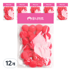 유니아트 1000 퐁퐁 30mm, 빨강, 12개