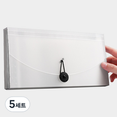 오피스코어 영수증 통장 정리 13포켓 아코디언 파일 슬림 타입 + 인덱스스티커 세트, 클리어, 5세트