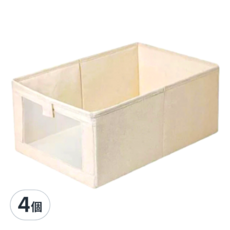 小麥購物 棉麻收納盒 C387 235g, 米色, 4個