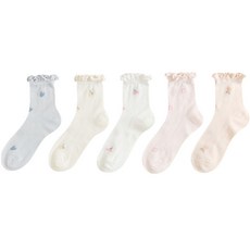 조이멀티 꽃 하트 무압박 임산부 양말 5종 세트, 1세트