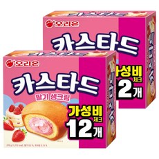 오리온 카스타드 딸기 생크림 12p, 2개, 276g