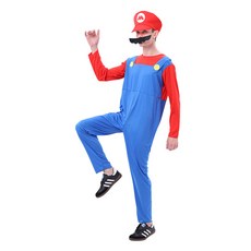 Elsso 男女通用萬聖節畢業照用連身瑪利歐角色扮演服裝