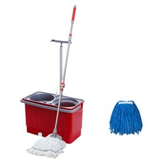 MATONGI 旋轉拖把清洗脫水桶 + 2款超細纖維拖把補充包組合, 1套