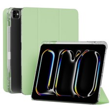 요거 아이패드 케이스 애플펜슬 수납 반투명 태블릿 PC 스마트 커버, 라이트그린, 1개