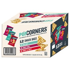 POPCORNERS 爆米花脆片組合箱, 鹹甜28g*4包+海鹽28g*4包+甜辣28g*4包, 1盒
