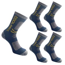 남성용 스포츠 아웃도어 2중 중목 등산 양말 5켤레, 네이비