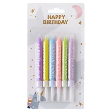 HB 印字蠟燭套裝 生日快樂 蠟燭長度約10cm, 馬卡龍, 25g, 6個