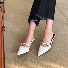 Aboutshoe 女款尖頭繫帶穆勒跟鞋 6.5cm TSP060