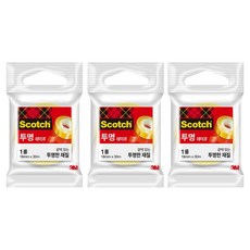 스카치 투명 테이프 리필 550R 18mm x 30m, 3개