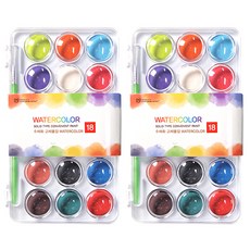 水彩固體顏料調色盤 2件組, 18色