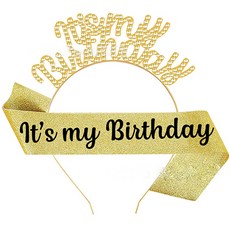 生日派對髮箍組, 1套, 金黑色