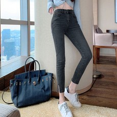 POPLAR NC 女款側開衩修身牛仔褲