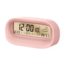 SUnORO 日式透明夜光電子鬧鐘, 粉色