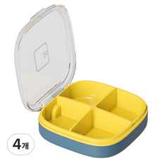 Miracle Magic 格紋便攜式藥盒 4格 藍色 + 黃色, 4個