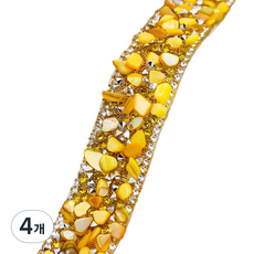 Misoroun 珠寶水鑽裝飾貼紙 2cm, 黃色線條, 4個