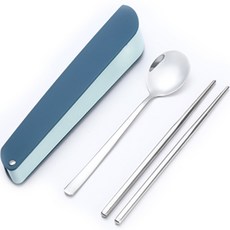 MACH Goyo 纖巧型餐具2件組, 湯匙 + 筷子 + 收納盒, 藍色